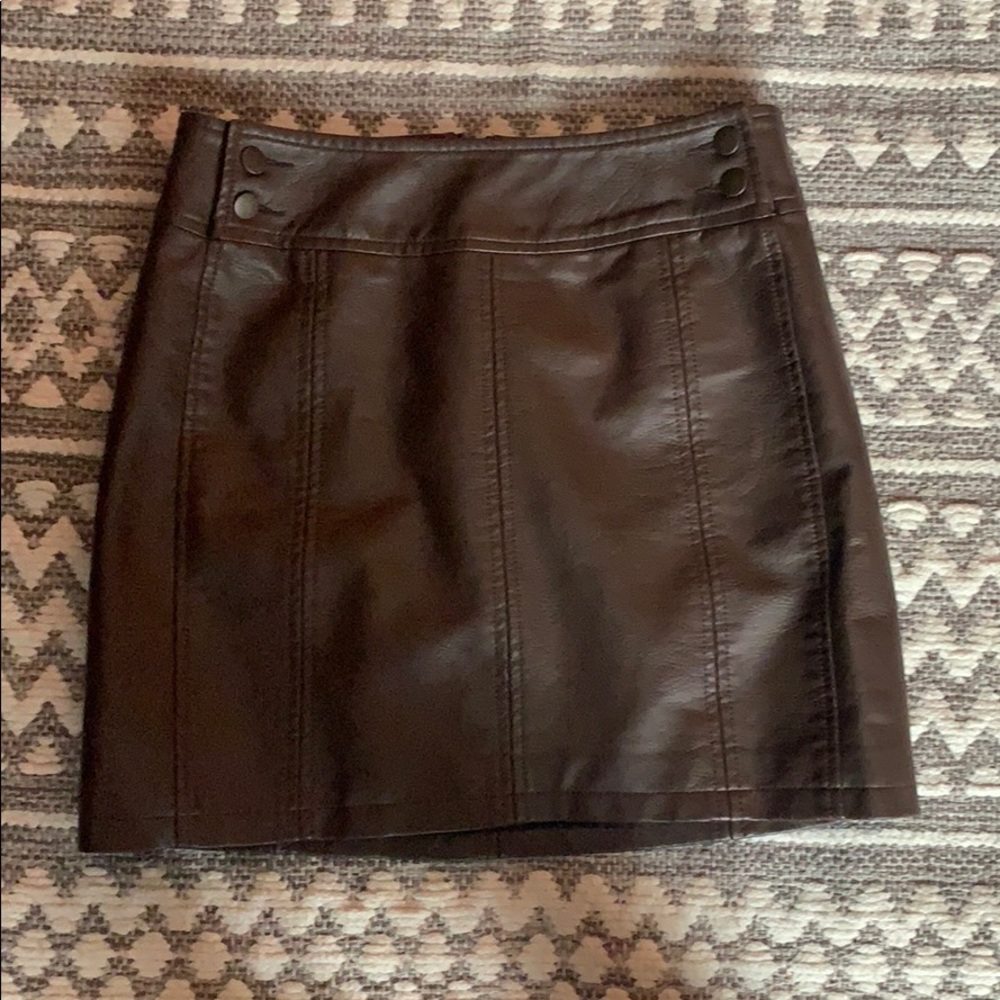 Brown Leather Free People Skirt